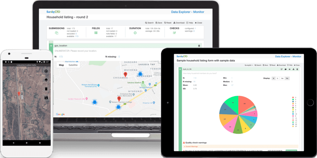 SurveyCTO enables data collection across all devices like desktop, mobile, and tablet.