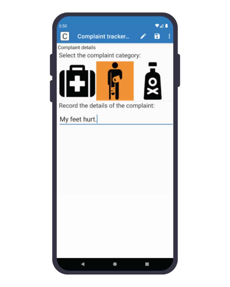 A screenshot from SurveyCTO's feedback form template for NGOs gathering feedback and complaints in the field.