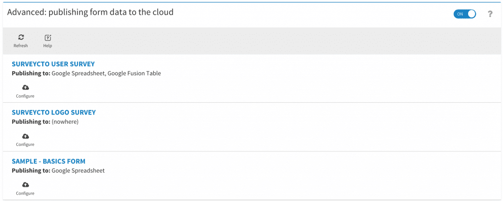 Setting up publishing to Google sheets in SurveyCTO.