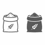 Bag of wheat line and glyph icon, farming and agriculture, grain bag sign vector graphics, a linear pattern on a white background, eps 10.