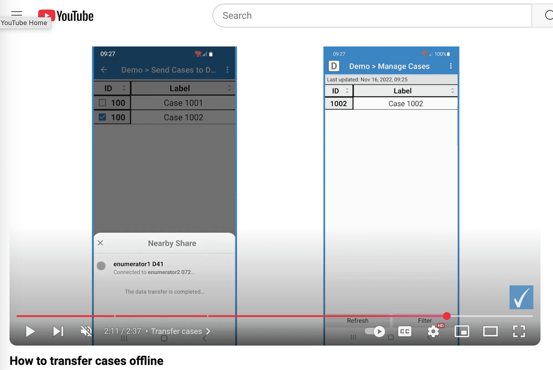 Case transfer screenshot.